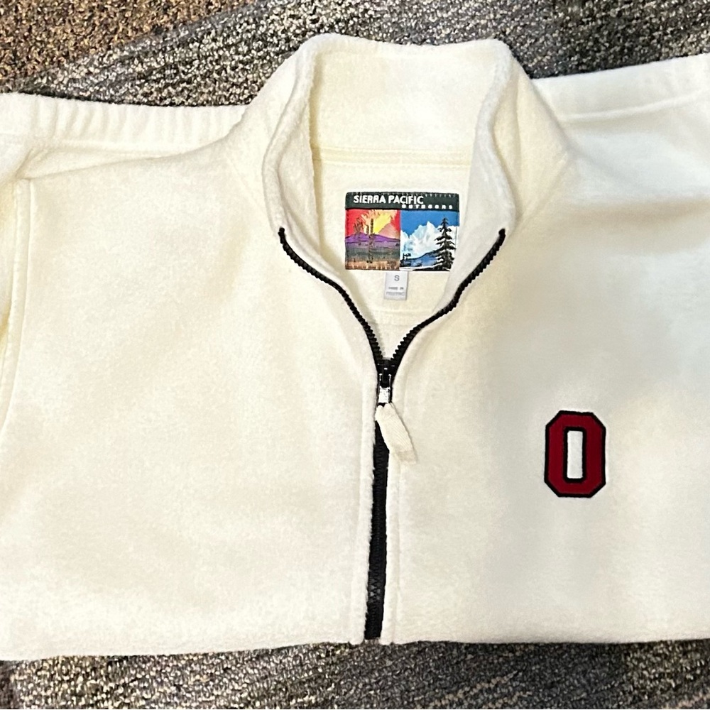 Sierra Pacific White Fleece Vest with Ohio State Block O